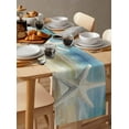 thumbnail image 6 of Coastal Beach Table Runner 72 Inches, Summer Ocean Wave Retro Starfish Textured Bed Runner Dresser Scarves Tabletop for Indoor Outdoor Parties/Ceremony/Banquet, 14" x 72", 6 of 8