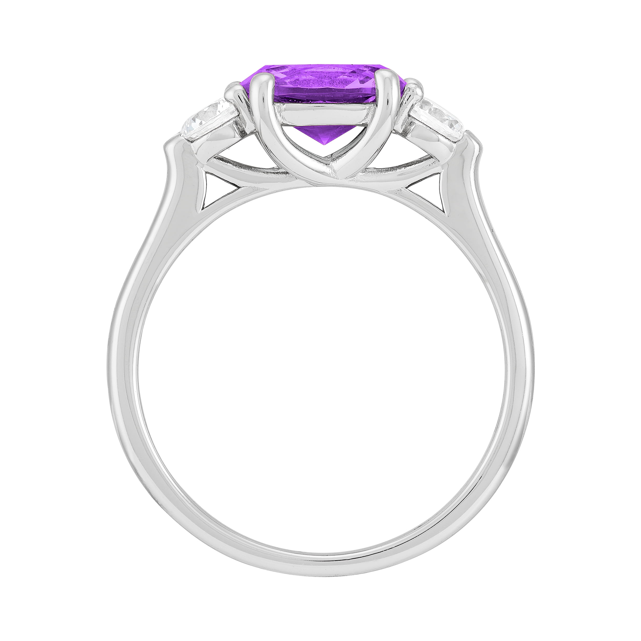 Brilliance Fine Jewelry Oval Simulated Amethyst Ring in Sterling Silver
