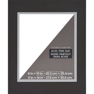 11" x 14" Charcoal Gray & Zinc Double Mat with 8" x 10" Opening by Studio Décor - Acid Free Mat For Pictures and Framing - Horizontal or Vertical Display - 1 Pack