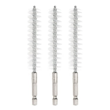 Uxcell 3pcs Nylon Bore Brush 17mm Dia Cleaning Wire Brush with Handle 1/4 Inch Hex Shank for Tubes, Ports, Bearings