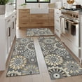 thumbnail image 3 of Findosom 3pcs Boho Kitchen Rug Set, Farmhouse Kitchen Runner Rugs and Mat, Washable Non Slip Kitchen Mats Vintage Kitchen Floor Mat Carpet for Hallway Laundry Room Sink 20"x32"+20"x47"+20"x59" Brown, 3 of 9