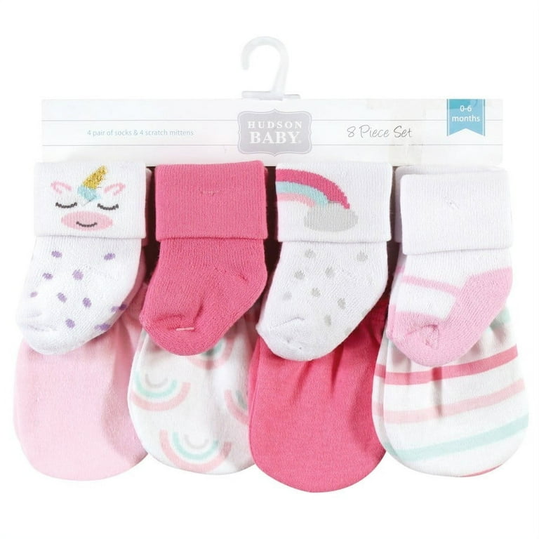 Hudson Baby Infant Girl Socks and Mittens Set Unicorn 0 6 Months