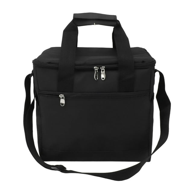 Bolsa térmica plegable de 15 l, gran capacidad, aislante, a prueba de fugas, para conservar el calor, ideal para picnics en la playa, camping y barbacoas, color negro.