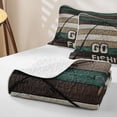thumbnail image 4 of Feelyou Farmhouse Go Fishing Quilt King for Men Adults, Retro Lake Rustic Wood Plank King Coverlet Set, Brown Green, 3 Pieces, 4 of 7