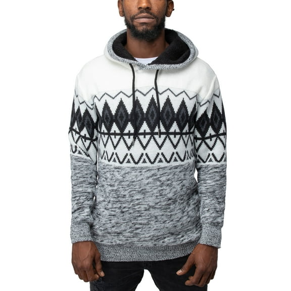 X RAY Men's Colorblocked Pattern Hooded Sweater - Casual Pullover Long Sleeve Hoodie Sweatshirt