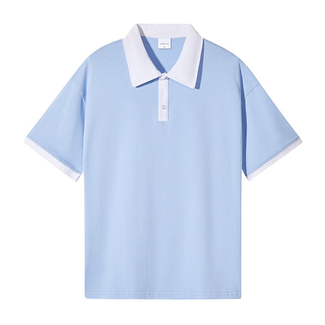 FcBaudy Hauts pour Femmes, Chemisier à Manches Courtes Col Rabattu & Chemise d'Été pour Femmes avec Col à Revers, Boutons, Épaules Dénudées, Couleur Contrastée, Chemise à Manches Courtes, T-Shirt Ample, Chemisier pour Femmes