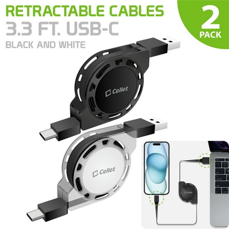 Cellet Retractable USB-C Data Sync and Charge Cables Compatible with Apple iPhone 15 Series  Samsung Galaxy S23 Ultra  Android devices and more price history on PriceWatchPro