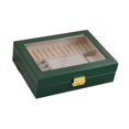 thumbnail image 1 of Caja de exhibición de almacenamiento de joyas 9x6.6x2.3 pulgadas de ahorro de espacio de gran capacidad multifuncional para aretes de collar PU cuero Verde negruzco, 1 of 10