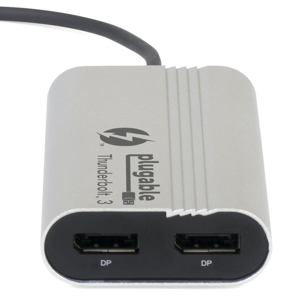 Plugable Thunderbolt 3 to Dual DisplayPort Output Display Adapter for Thunderbolt 3 Windows Systems (Windows Only, Not Mac Compatible, Supports Two 4K 60Hz Monitors Or One 5K). - image 3 of 6