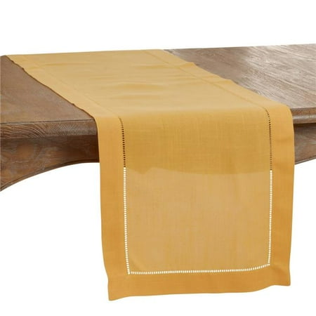 

SARO 16 x 90 in. Oblong Classic Hemstitch Border Table Runner Mustard