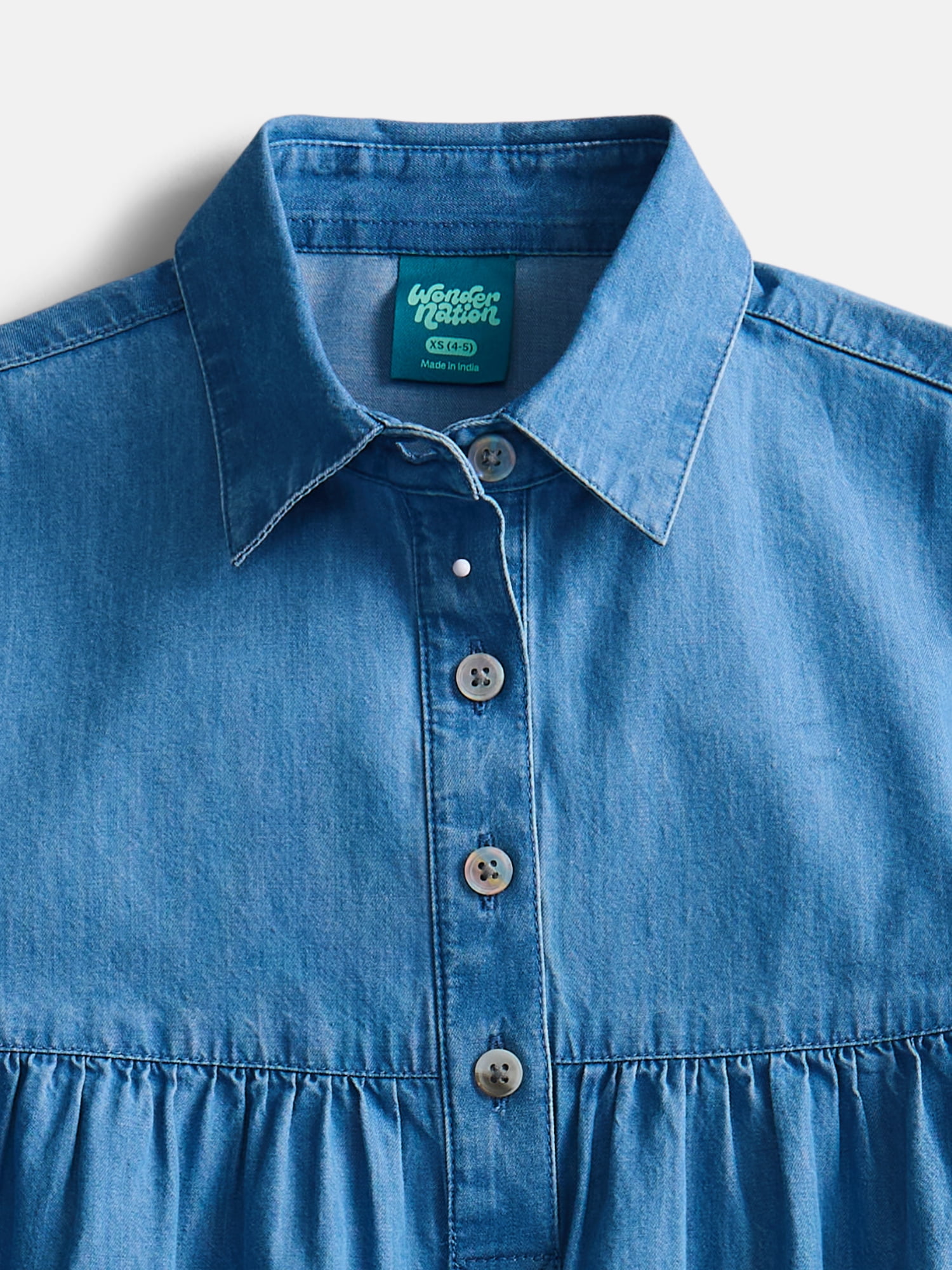 Wonder Nation Girls Cotton Shirt Dress Sizes 4-18 & Plus