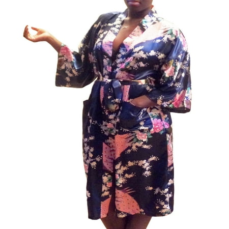 satin knee length robe