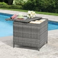 thumbnail image 5 of JOIVI Outdoor Wicker Side Table, All-weather Rattan Small Storage Box End Table, Square Resin Coffee Table with Iron Frame, Grey, 5 of 8