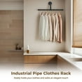 thumbnail image 3 of 2 Pack Industrial Pipe 20'' L Clothes Rack, Wall Mounted Heavy Duty Rustic Iron Garment Display Bar, Hanging Rod for Closet Storage, Max Load 40lbs, Black, 3 of 5