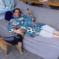 thumbnail image 3 of Blue Soccer Elements Pattern Wearable Oversized Blanket,Wearable Blanket Hoodie for Adults,Cozy Hooded Blankets with Super Pockets,Super Warm Fuzzy Pullover for Women & Men, 3 of 6