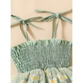 thumbnail image 4 of Spewahor Baby Girls Romper Set, Spaghetti Straps Pleated Flower Print Tulle Patchwork A-line Dress with Bowknot Headband, 4 of 7
