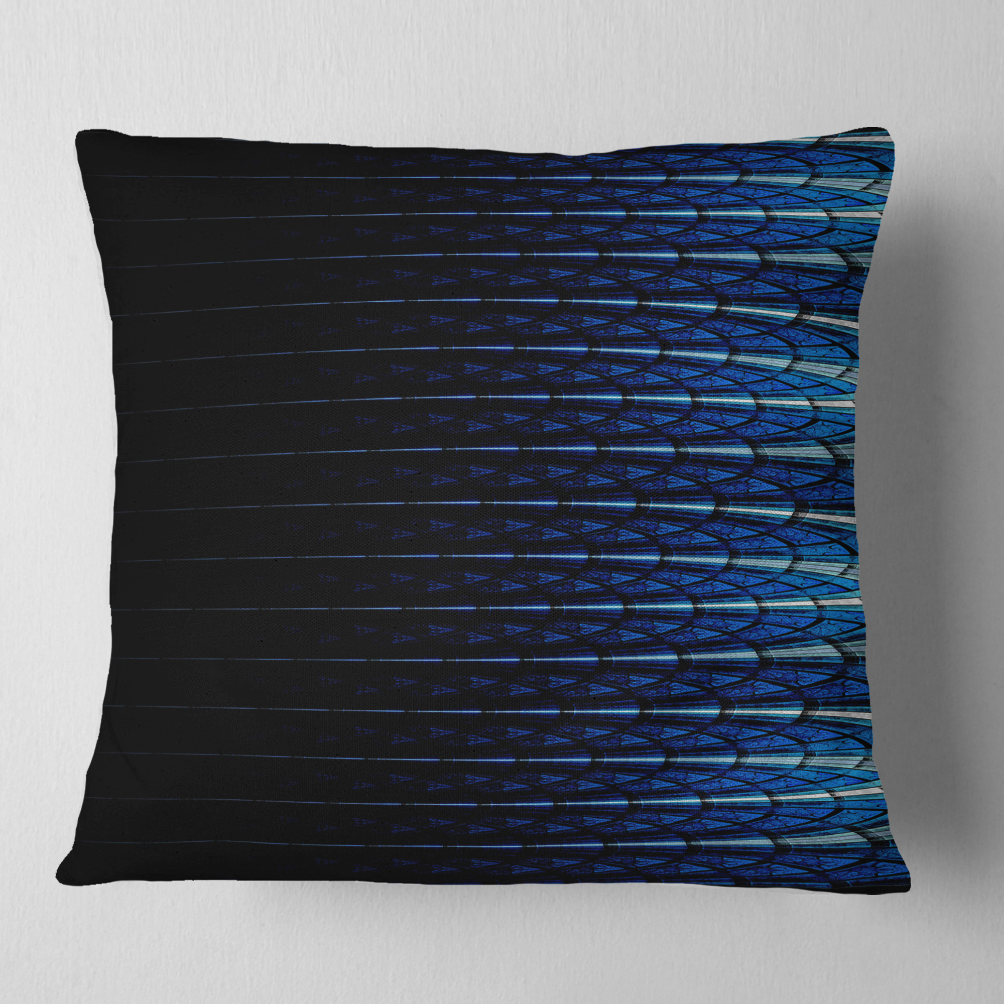 Designart Blue Symmetrical Fractal Flower - Abstract Throw Pillow - 16x16