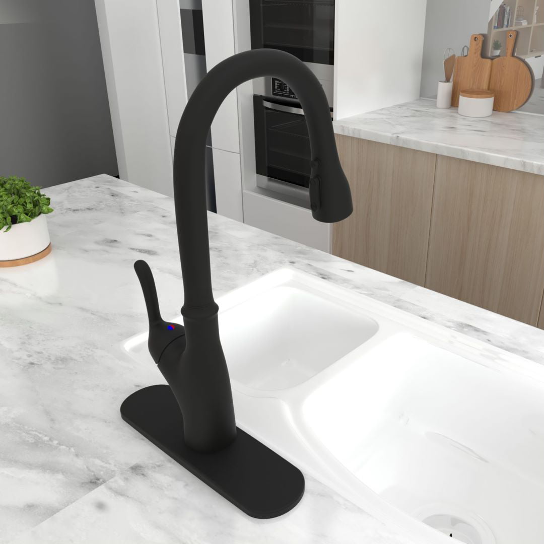 Wave Sensor Touchless One Handle Pulldown Kitchen Faucet, Black ...
