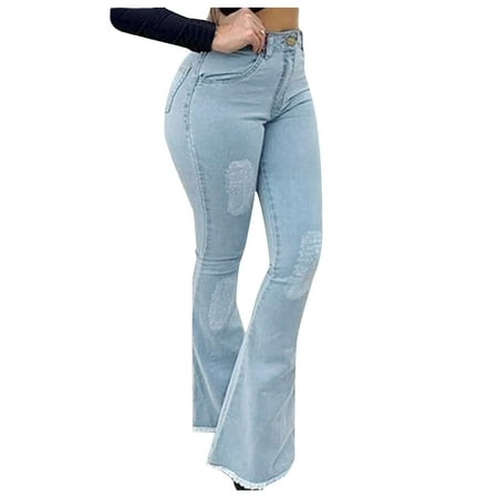 

JDEFEG Comfortable Maternity Pants for Women Casual Pants Botton with Jeans Classic Pockets Women s Solid Elastic Color Denim Bell Pants Plus Workout Pant Polyester Light Blue Xxl