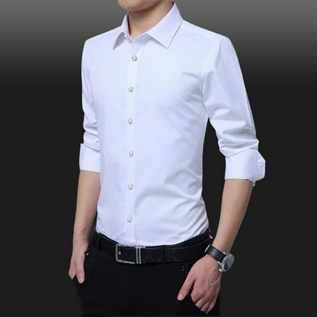 

Ana Men Casual Fashion Slim Fit Long Sleeve Casual Business Formal Dress Tops Shirts