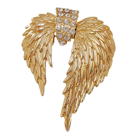 Splendid Antique Brass Gold Angel Wing Brooch Pin