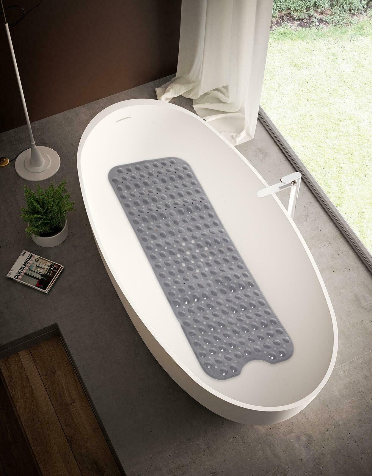 Non Slip Bath Tub Mat Long Safety Skid Shower Protection Pad w/Suction Cups 