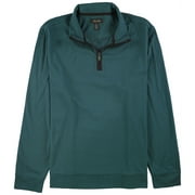 Tasso Elba Mens Piped 1/4 Zip Pullover Sweater, Green, Large