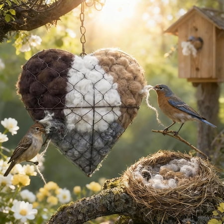 Handmade Alpaca Fiber Bird Nesting Heart Nesting Material for Wild Bird Refillable Nesting Accessories Hummingbird Nest/House Outdoor Garden Decortion Gifts for Bird/Nature Lovers (1pc) Handmade Alpaca Fiber Bird Nesting Heart Nesting Material for Wild Bird Refillable Nesting Accessories Hummingbird Nest/House Outdoor Garden Decortion Gifts for Bird/Nature Lovers (1pc)