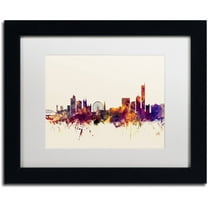 Trademark Fine Art "Manchester England Skyline" Canvas Art by Michael Tompsett, White Matte, Black Frame