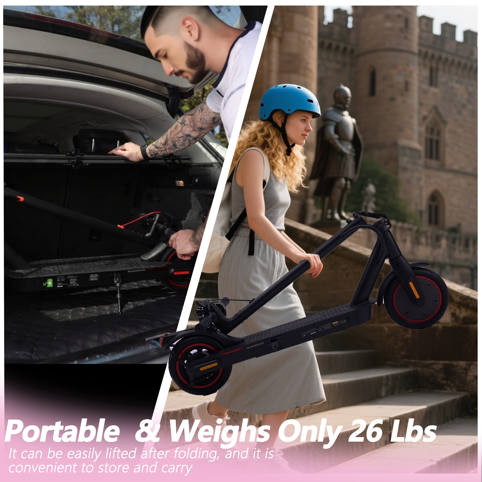 8.5"Electric Scooters,350W Adult Foldable Electric Scooter, Up to 21 MPH &24-34km Long-Range Portable Commuting Scooter