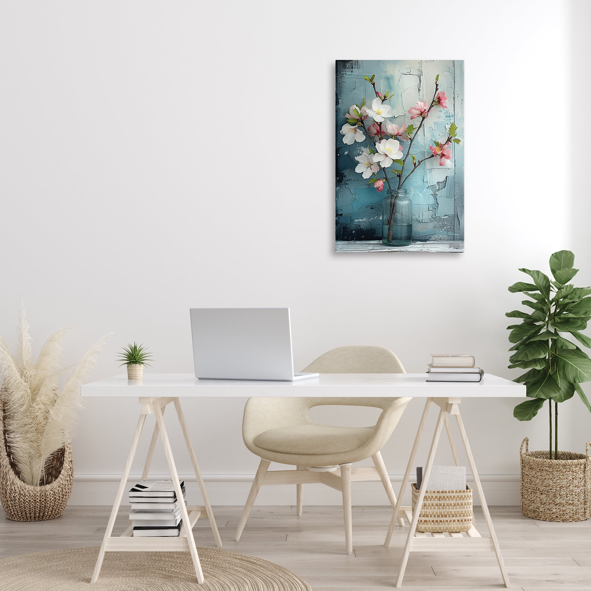 Stupell Industries Distressed Magnolia Vase Botanical & Floral Painting Gallery Wrapped Canvas Art Print Wall Art, 20 x 30