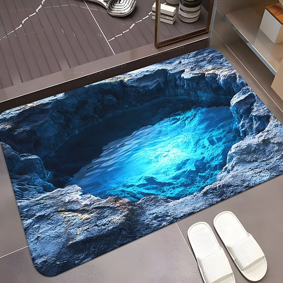3D Optical Illusion Rug, Non-Slip Floor Mat, Bottomless Hole Doormat for Indoor Outdoor Entrance Living Room Decor(A)