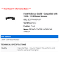 thumbnail image 2 of Front Undercar Shield - Compatible with 2009 - 2014 Nissan Murano 2010 2011 2012 2013, 2 of 2