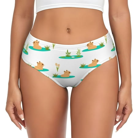 Womens Underwear - Swim Cute Capybaras No Show Seamless Underwear for Women  Soft Comfort Stretch Women s Panties  Hipster Ladies Panties Bikini Underwear Briefs