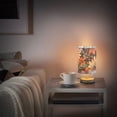 thumbnail image 6 of Flowers Leaves Floral Table Lamp USB Bedside Desk Nightstand Lamp Printed Gifts Small Lamp Wood Base for Bedroom Living Room Kids Room College Dorm, 6 of 7