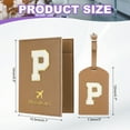 thumbnail image 2 of Uxcell Passport Holder for Travel, Initial Passport Cover and Luggage Tag Set with Alphabet Chenille Letter Patch Brown P, 2 of 7