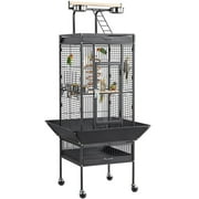 Yaheetech 61.5''H Rolling Play Top Metal Bird Cage,Hammered Black