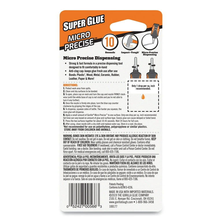 Super Glue Micro Precise, 0.19 oz, Dries Clear, 4/Carton Super Glue Micro Precise, 0.19 oz, Dries Clear, 4/Carton