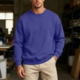 thumbnail image 2 of Sweatshirt Zaewscy Men's Spring Fleece Lined Solid Color Crew Neck Long Sleeve No Hood Sweatshirt Purple L, 2 of 7