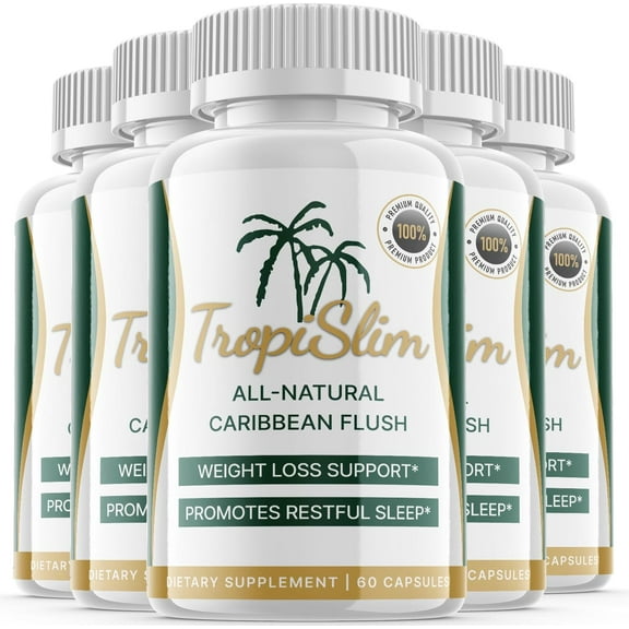 (5 Pack) TropiSlim - Keto Weight Loss Formula - Energy & Focus Boosting Dietary Supplements for Weight Management & Metabolism - Advanced Fat Burn Raspberry Ketones Pills - 300 Capsules