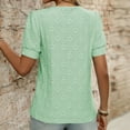 thumbnail image 6 of Ediodpoh Women's Round Neck T Shirt with Ruching Detail for Casual Home and Outdoor Wear Comfortable Spring Summer Top Pairs Perfectly with Jeans Tshirts for Women Light Green M, 6 of 7
