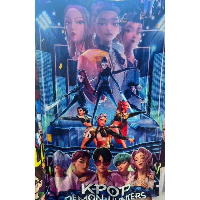 Exclusiva! Cobija Frazada Ultra Suave K-Pop Demon Hunters HUNTRIX Universe
