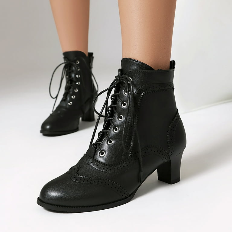 comfortable ladies dress boots low heel Drie Womens Booties Women's Ankle Boots Low Heel Round Toe Casual  Comfortable Short Booties with Side Zipper Brown,7.5