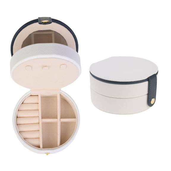 Unique Bargains Jewelry Box PU Leather Jewelry Organizer for Earring Necklace Ring White