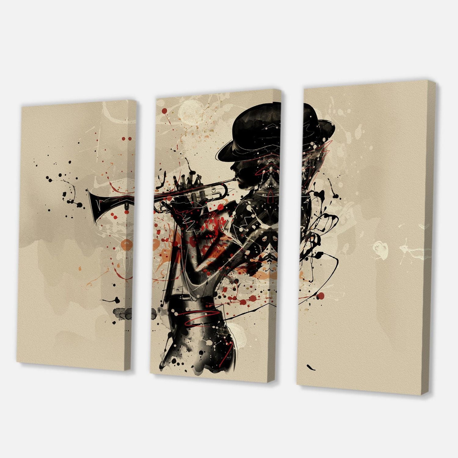 Designart Woman Playing Jazz Trumpet Canvas Wall Art
