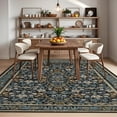 thumbnail image 2 of Garvee 9'x12' Vintage Floral Area Rug Washable Non Slip Carpet, Stain Resistant Accent Rug for Living Room Farmhouse Dining Room, Blue Black, 2 of 8