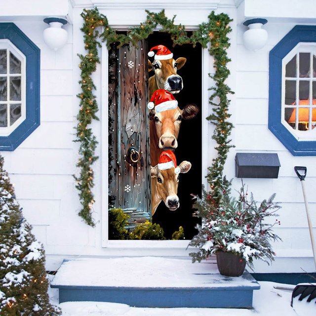 Tenture de Rideau de Porte de Fête de Noël Festive pour Rassemblements des Fêtes et Couverture d'Entrée Intérieure Saisonnière, Porte d'Entrée Distinctive