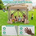 thumbnail image 6 of COBIZI 10x10 Screen House Pop up Gazebo Screen Tent for Camping,5 Sided Pop-up Camping Canopy Shelter Tent with 4 Sidewalls,Portable Outdoor Quick-Set Hub Tent with Carrying Bag&Ground Stakes,Khaki, 6 of 13