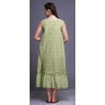 thumbnail image 3 of Bimba Beige Verdâtre5 Feuilles Florales et Freesia Mi-Mollet Vêtement de Nuit Femme Coton Imprimé Sans Manches Robe de Nuit Maxi Grande, 3 of 6