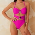 thumbnail image 4 of Lenago Tankini Swimsuits for Women Swimsuit Swim Suits for Women 2025 2026 European And Bikini Swimsuit forborder Solid Color Beach Vacation Bikini Hot Pink L, 4 of 7